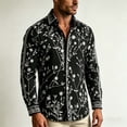 thumbnail image 4 of Yaoyar Mens Hawaiian Floral Long Sleeve Shirt Tropical Button Down Printed Aloha Shirts Wedding Beach Vacation with Pocket, 4 of 5