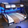 thumbnail image 2 of Bellemave Queen Over King Bunk Bed with Storage Shelves, Heavy-Duty Bunk Beds with LED Lights, Space-Saving Metal+Wood Bunk Bed Frame, Noise-Free Design (Black), 2 of 8