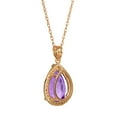 thumbnail image 3 of Galaxy Gold 14K Solid Rose Gold 18" Necklace with Natural Diamonds and Pear-Shaped Amethyst, 14"-24" Sizes, February Birthstone, Symbol of Serenity, 3 of 7