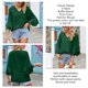 thumbnail image 5 of Estrela Blusa de Mujer Cuello en V Camisa Informal Manga con Volantes Top de Color Puro para Oficina de Viajes de Verano Verde Oscuro XL, 5 of 6