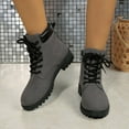 thumbnail image 2 of Mostsola Suede Combat Boots Womens Lug Sole Lace up Low Heel Ankle Boots Retro Round Toe Booties, 2 of 7