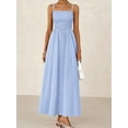 thumbnail image 6 of Women'S Summer Maxi Dresses Beach Sundress Casual Spaghetti Strap Smocked Swing A Line Long Flowy Dress Light Blue L, 6 of 7