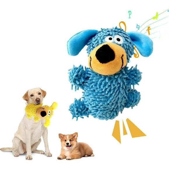 Squeaky Dog Plush Toy, Interactive Chew Toy for Puppies & Small to Large Dogs (Blue)