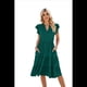 thumbnail image 1 of Vestido de Verano para Mujer, con Mangas con Volantes y Escote en V, Midi, Verde Oscuro, Talla XXL, 1 of 6