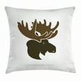 thumbnail image 1 of Moose Decor Throw Pillow Cushion Cover, Deer Head Canadian Sacred Northern Wilderness Mammals Hunting Graphic Print, Decorative Square Accent Pillow Case, 16 X 16 Inches, Brown White, by Ambesonne, 1 of 2