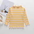 thumbnail image 5 of mgoYE Toddler Baby Girls Long Sleeve Striped T Shirt Casual Lettuce Trim Ribbed Knit Pullover Blouse Top(Yellow,5-6 Years), 5 of 7
