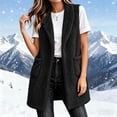 thumbnail image 4 of Kinrui Long Fuzzy Vests for Women Soft Cozy Sleeveless Sherpa Jacket Shawl Collar Open Front Fleece Cardigan Casual Lightweight Outerwear with Pockets Black XL, 4 of 7