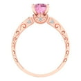 thumbnail image 4 of Clara Pucci 14K Rose Gold 1.06ct Pink Solitaire with Accents Ring for Women, 4 of 8