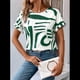 thumbnail image 4 of Blusa de Verano para Mujer, Estilo Túnica Informal, Elegante, con Cuello Asimétrico, Corta y Botones, Color Verde XXL, 4 of 10