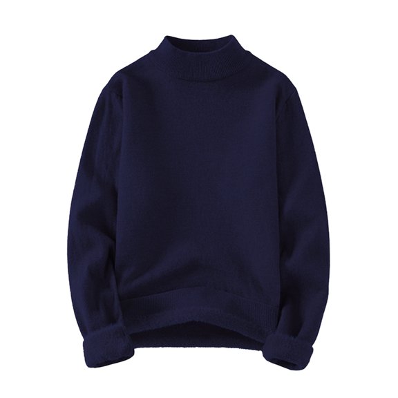 Lmnyox Men's Sweaters Fall Winter Fleece Lined Thermal Sweater Tops Solid Long Sleeve Mock Neck Knitted Shirt
