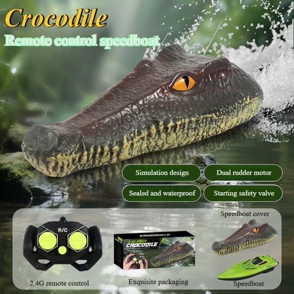 Realistic Crocodile & Python RC Boat - 2.4GHz Waterproof Remote Control Animal Ship, High-Speed Pool Toy Gift for Kids Adults