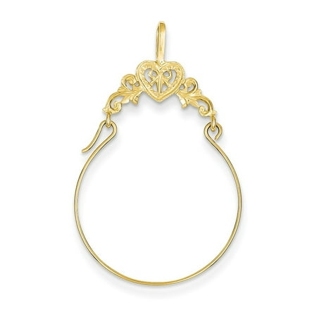 14k Yellow Gold Filigree Heart Charm Holder