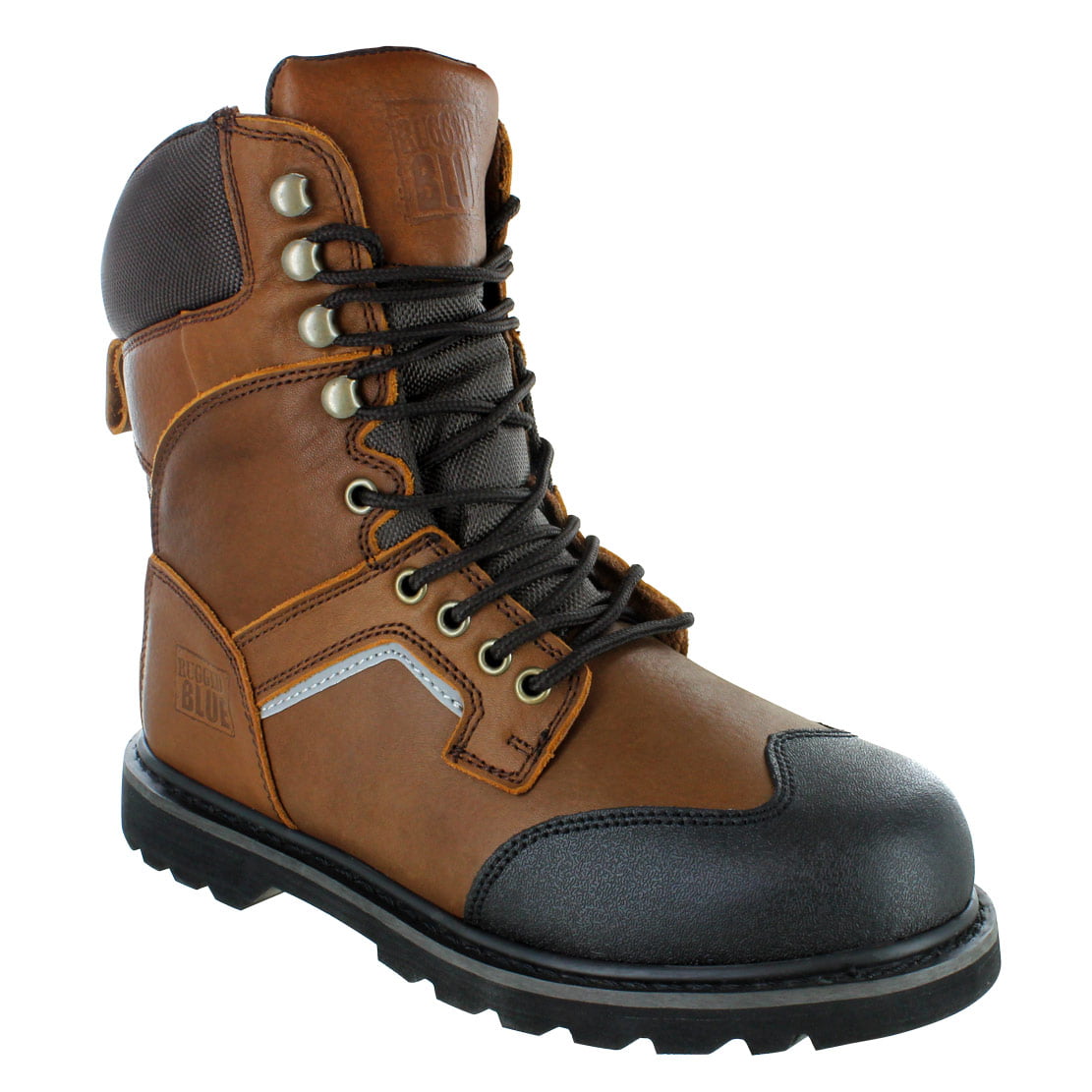 rugged blue work boots