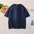 thumbnail image 2 of LIUJUNSHOP Men's Plain T-Shirt 2025 Summer Men's Round Neck Loose Fit Short Sleeve Tee with Shoulder Insert Line Design, 2 of 4