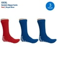 thumbnail image 4 of Pack of 3 Pairs - XXXL Non-Skid Bariatric Extra Wide Slipper Socks for People with Diabetes & Edema (1 Pairs of Red 2 Pairs of Royal Blue), 4 of 6