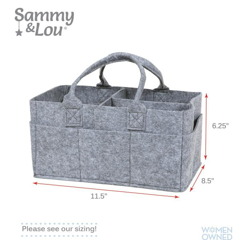 Sammy & Lou Herringbone Felt Storage Tote In Grey/white grey 15in X