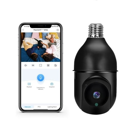 

Security Cameras Wireless Outdoor Gnobogi New E27 Bulb Camera 1080p Mobile Phone Wireless WiFi Network Home Camera 360 ° Infrared Night Vision Mobile Monitoring Monitor Two-way Voice Call