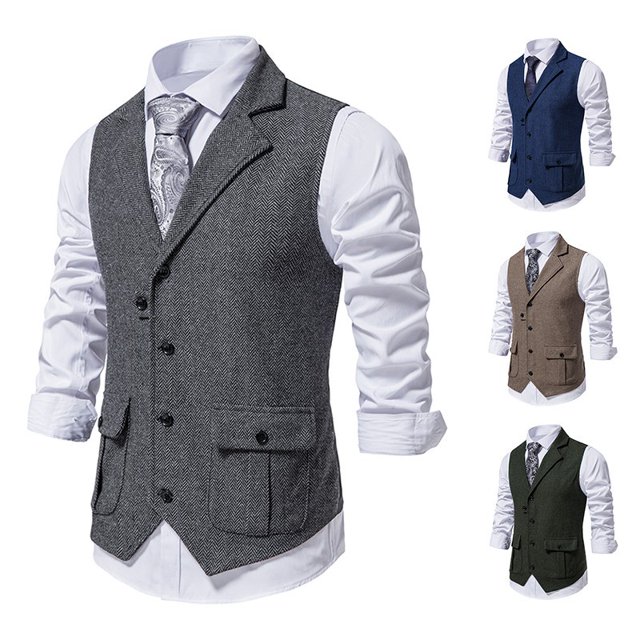Chaleco de traje casual de un solo pecho para hombre, chaleco de moda para hombre, chaleco