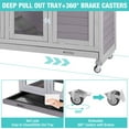 thumbnail image 6 of BUTINGLALE 47" Two Story Rabbit Hutch with Wheels, Indoor Outdoor Bunny Cage Guinea Pig Cage, 2 Deep No Leak Trays Included, Gray, 6 of 7