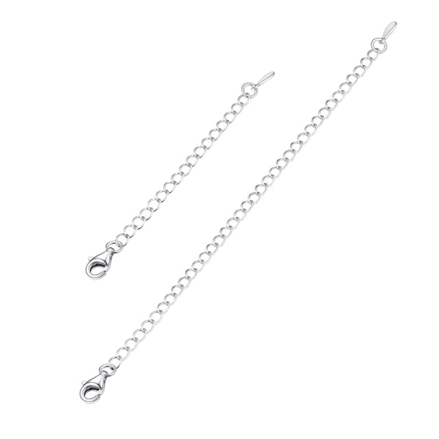 PROSTEEL Extensores de collar de plata esterlina 925, 2 piezas, extensión de cadena extensora duradera para collar, pulsera, tobillera, broche de langosta (2 / 4 pulgadas), plata