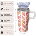 thumbnail image 3 of 20oz Double Wall Stainless Steel Travel Tumbler, Geometric Textured Handle Mug, Insulated Leak-Proof Cup with Straw, 3 of 5