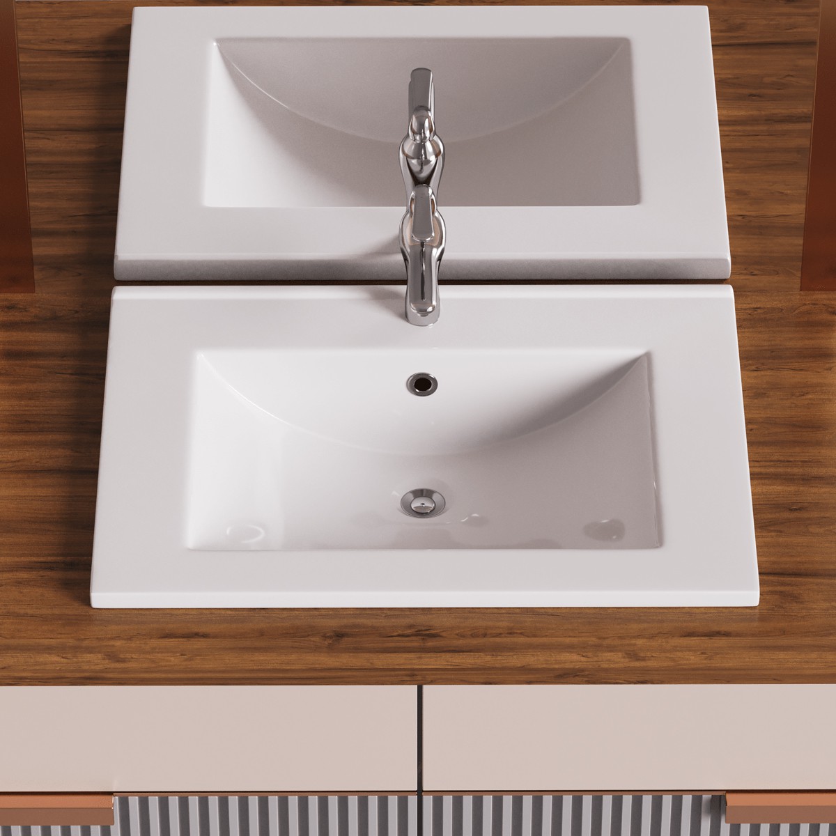 Stylish White Drop In Self Rimming Bathroom Sink w/Faucet, Supply Lines and Drain| Renovators Supply