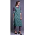 thumbnail image 3 of Bimba Rayon Slub Straight Kurti 3/4 Sleeve Printed Tunic Top Summer Clothing, 3 of 6