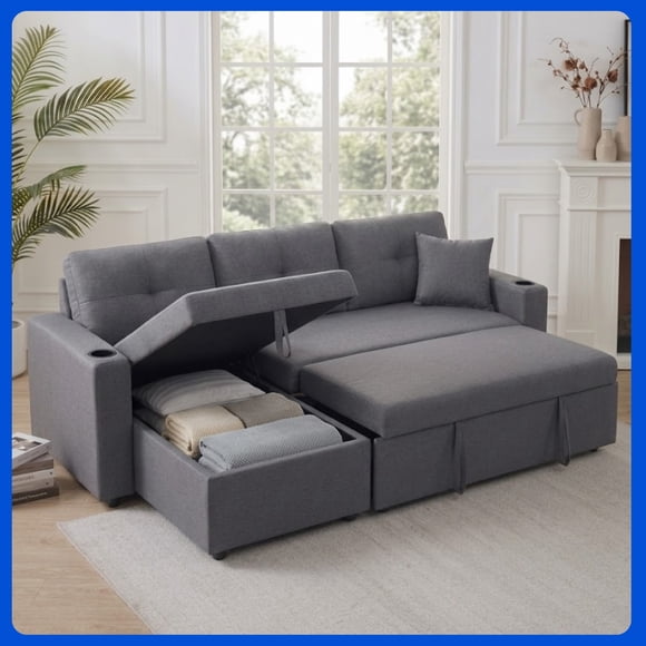 SOFÁ CAMA CON ALMACENAMIENTO WAYFAIR GRIS OXFORD