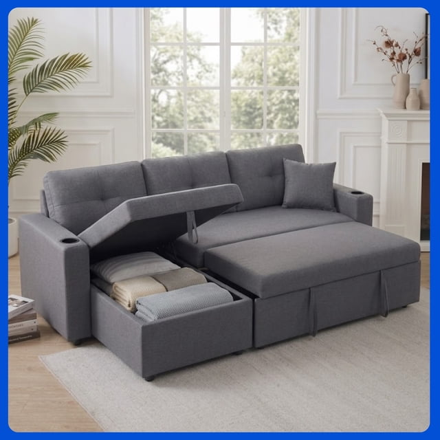 SOFÁ CAMA CON ALMACENAMIENTO WAYFAIR GRIS OXFORD