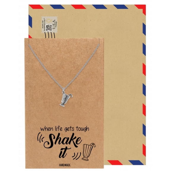Quan Jewelry Milkshake Necklace with Milkshake Charm Pendant for Women, Funny and Motivational Quote
