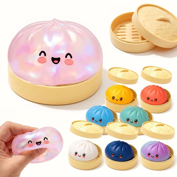Dumpling Squishy,Cherry Blossom Edition Pink Holographic Soft Squeeze Sensory Fidget Toy ,Cute Slow Rising Stress Relief Desk Toy Gift,Random Color 1PC