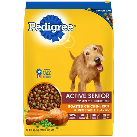 Pedigree Active Senior Roasted Chicken, Rice & Vegetable Flavor Dry Dog Food 15 (Best Senior Dog Food 2019)