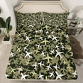 thumbnail image 2 of Homewish Retro Airplane Twin Sheet Sets,Vintage Aircraft Twin Fitted Sheet,Rustic Green Camouflage Flat Sheet For Boys Kids,Ultra Soft Home Decor,3-Piece, 2 of 7