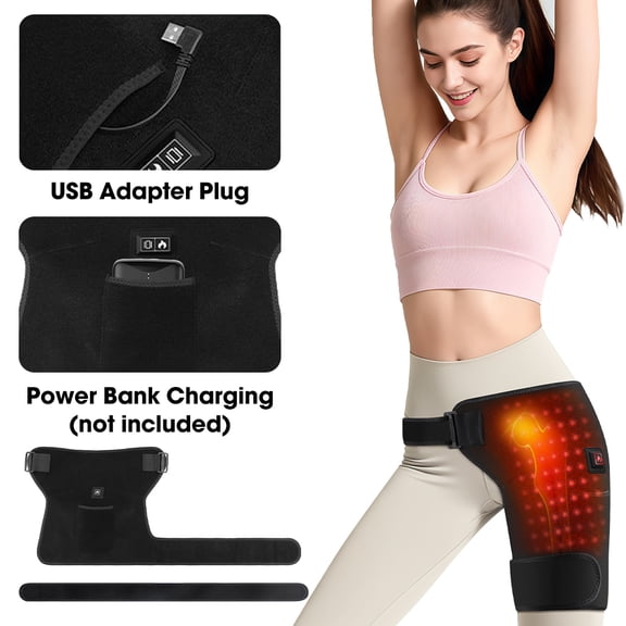 Red Light Heating Pad for Buttock, Hip Heated Wrap, Thigh Heating Pad with Red Light, Sciatica Heated Brace with 3 Heating, 105pcs Red Light Beads