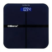 Ollieroo Navy 400lb Precision Digital Body Weight Bathroom Scale with Tempered Glass, Blue LCD Display, Smart Step-on