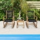 thumbnail image 5 of Costway Conjunto de Mesa de Café y Mecedora de Madera de Acacia Tejida en Cuerda Negro y Natural, 5 of 10