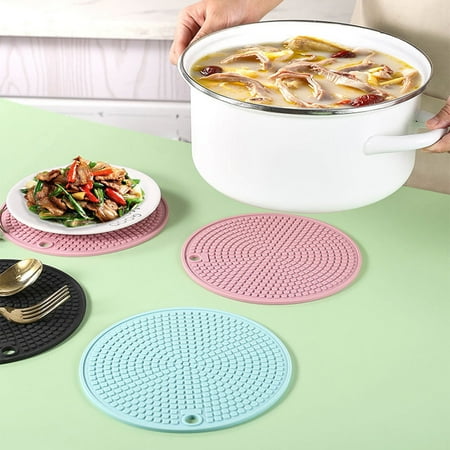 

Tuelaly Table Placemat Wear-resistant Washable Durable Flexible Hanging Design Anti-scalding Portable Hot Bowl Heat Insulation Silicone Mat Household Supplies