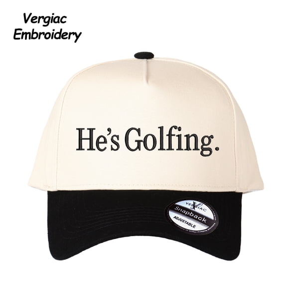 He's Colfing Letter Embroidered Color Block Trucker Hat Unisex Adjustable Cotton Breathable Fashion Cap for Travel Daily Wear