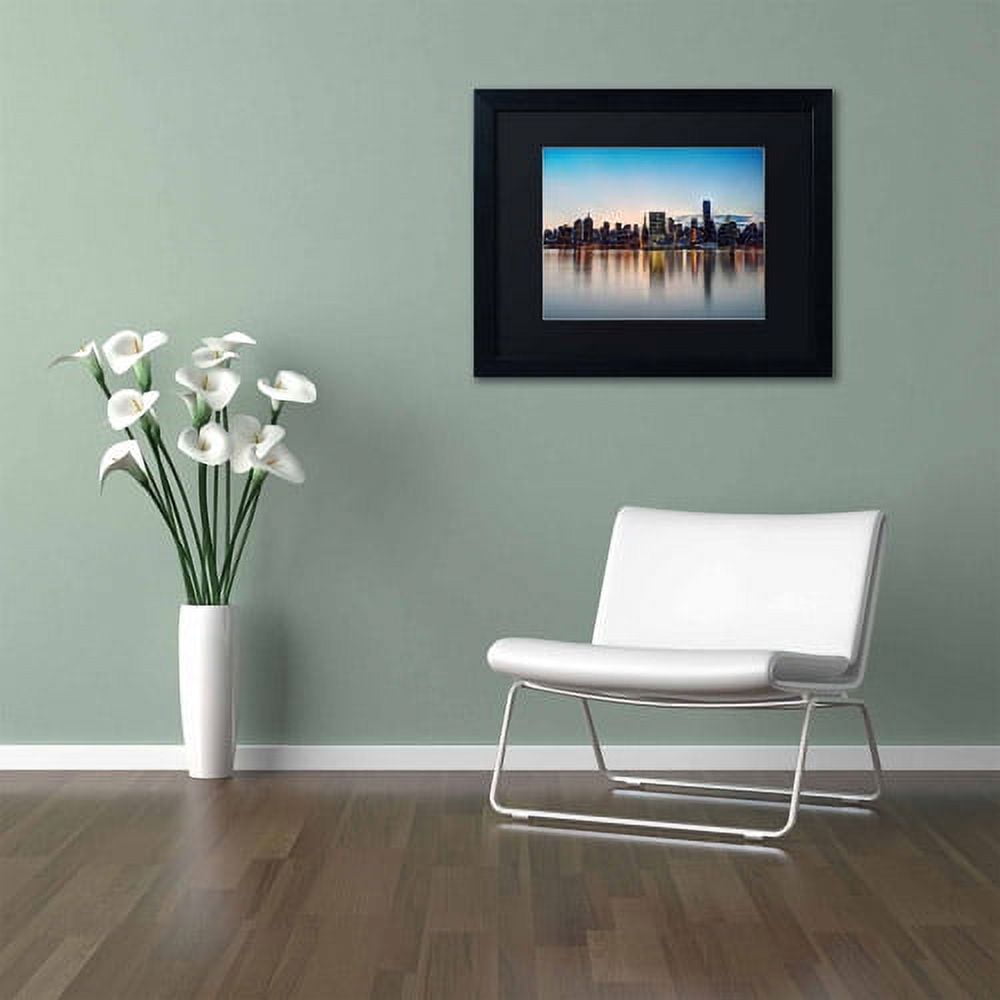 Trademark Fine Art "Midtown NYC Over the East River-I" Canvas Art by David Ayash, Black Matte, Black Frame