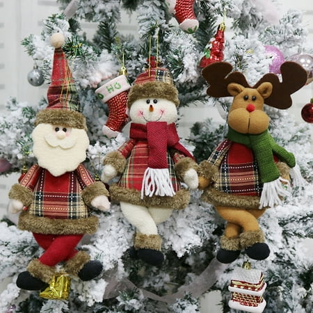 Reindeer Tree Ornament - 3pcs/set Christmas Hanging Toys Santa Reindeer Snowman Dolls Christmas Tree Decorations Ornaments