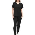 thumbnail image 3 of Conjunto de uniforme exfoliante para mujer, trajes de trabajo, Top de enfermera y pantalones para correr, ropa cómoda con cuello en V, Top exfoliante, Negro, 3 of 8