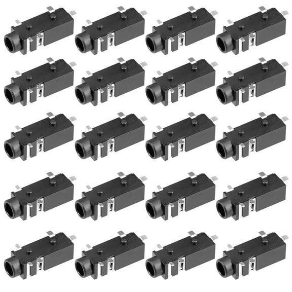 20Pcs PCB Mount 3.5mm 5 Pin Socket Stereo Jack Audio Video Connector Black PJ328