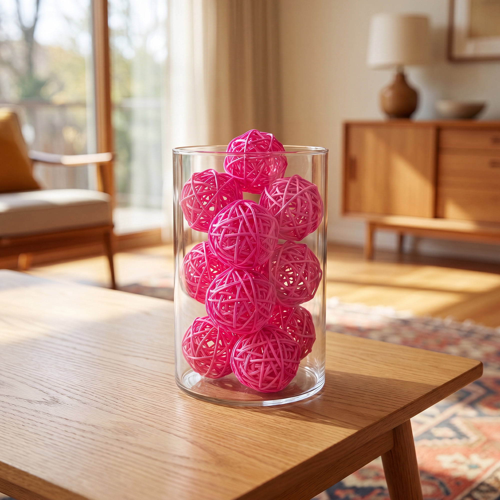 Unique Bargains 10Pcs Rattan Balls for Lights Wicker Spheres Orbs Rose 2"x2"x2"