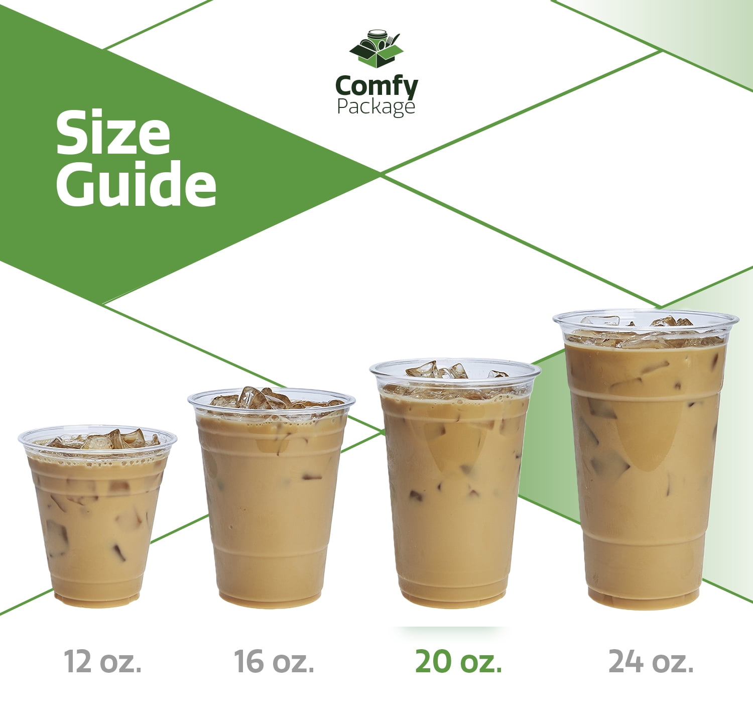 Comfy Package 20 oz. Crystal Clear Plastic Cups with Flat Lids 100 Sets