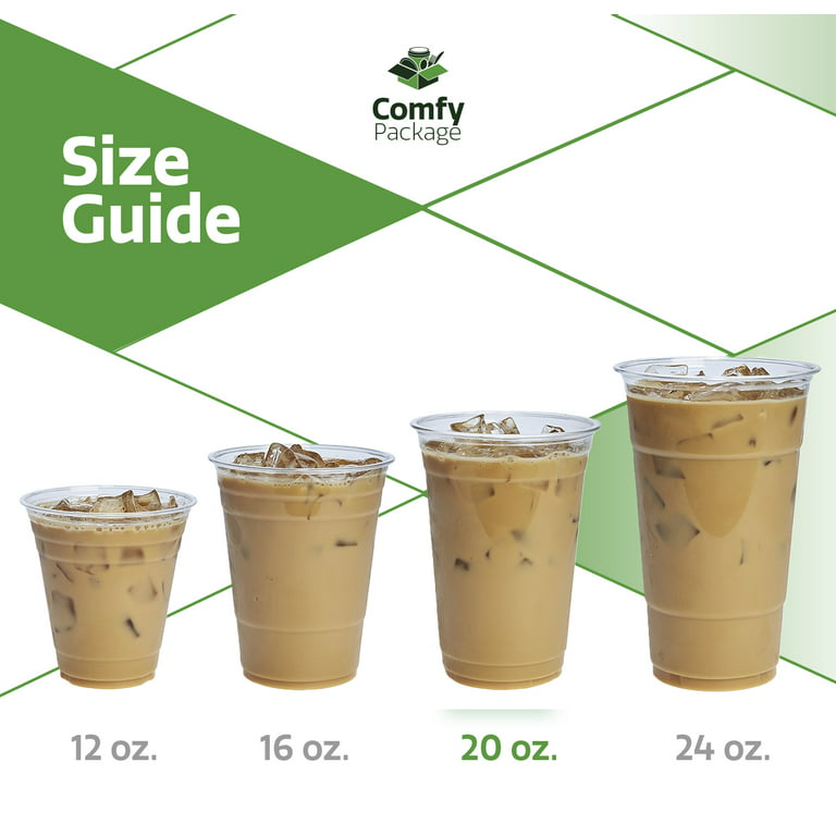 Comfy Package 20 Oz Clear Plastic Cups Disposable Iced Coffee Cups, 100-Pack