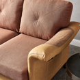 thumbnail image 6 of Upholstered Loveseat, Linen Fabric Sofa with Faux Leather Arms, Modern Small Couch for Living Room, Red Brown, 6 of 6
