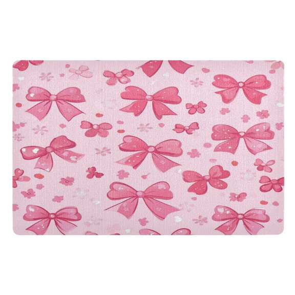 32x20 Inch Doormat Indoor Entrance Mat Entrance Welcome Mat Outdoor Mats for Front Door Pink Cute Bows