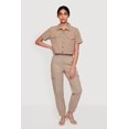 thumbnail image 2 of Women's Nylon Short Sleeve Cropped Button Front Shirt, 2 of 4