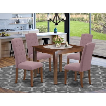 East West Möbel Set Da Pranzo Cucina 4 Posti - Tavolo Rotondo Allungabile E Sedie In Legno, Finitura Latticello E Ciliegia