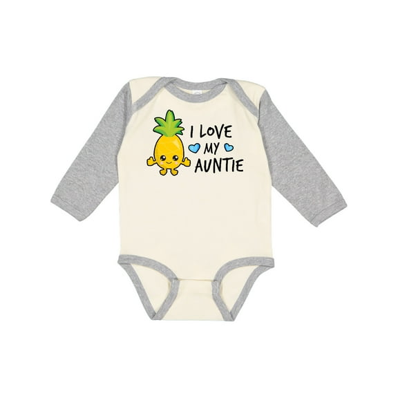 Inktastic I Love My Auntie with Pineapple Boys Long Sleeve Baby Bodysuit